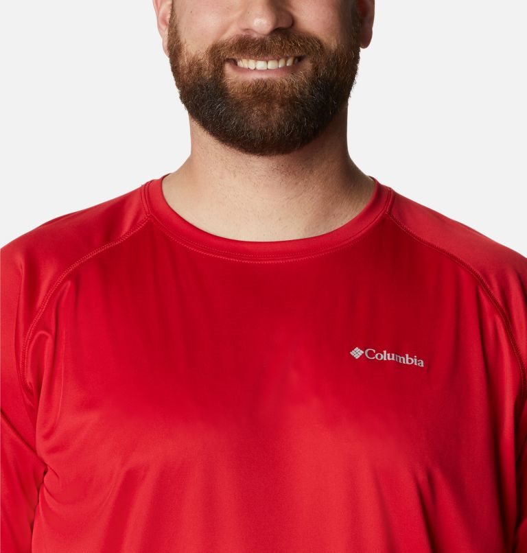 Men's Columbia Fork Stream Long Sleeve Sweatshirts Red | Plus Size CA-S06C4